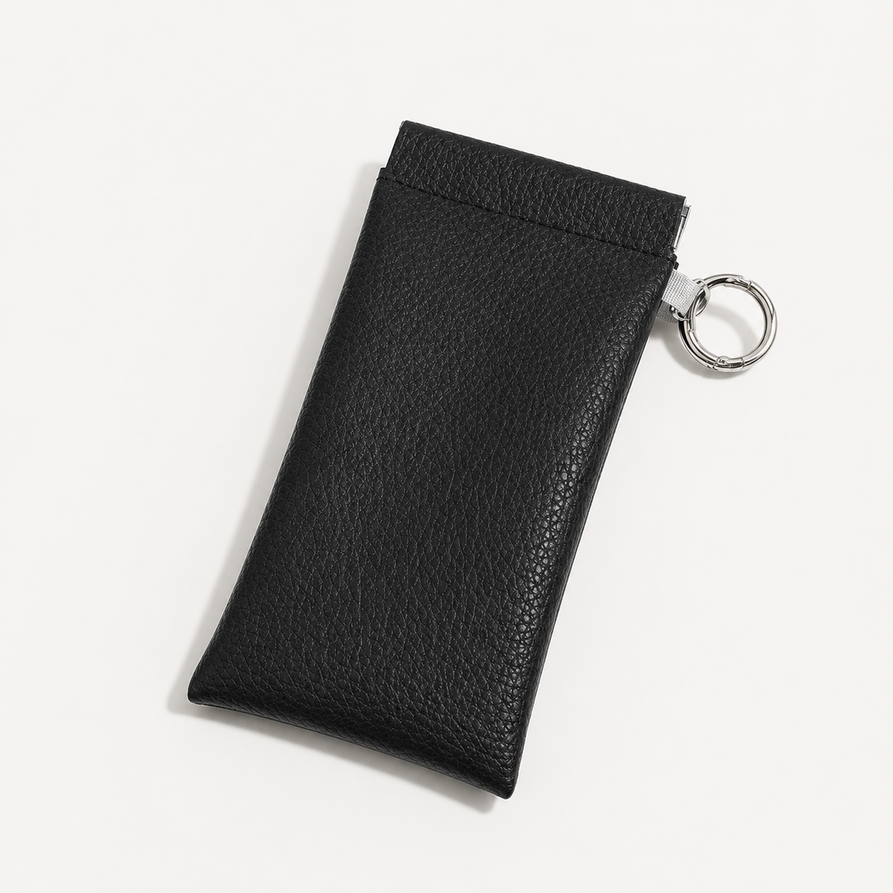 Soft PU Leather Sunglasses Pouch With Built-in Cleaning Cloth And Keychain