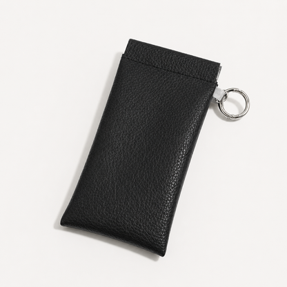 Soft PU Leather Sunglasses Pouch With Built-in Cleaning Cloth And Keychain