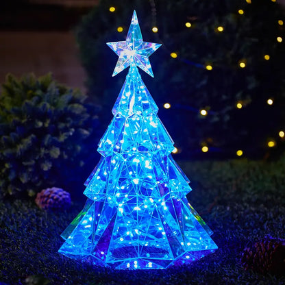 Iridescent LED Christmas Decor – Handcrafted Holiday Tree, Snowman Light Display