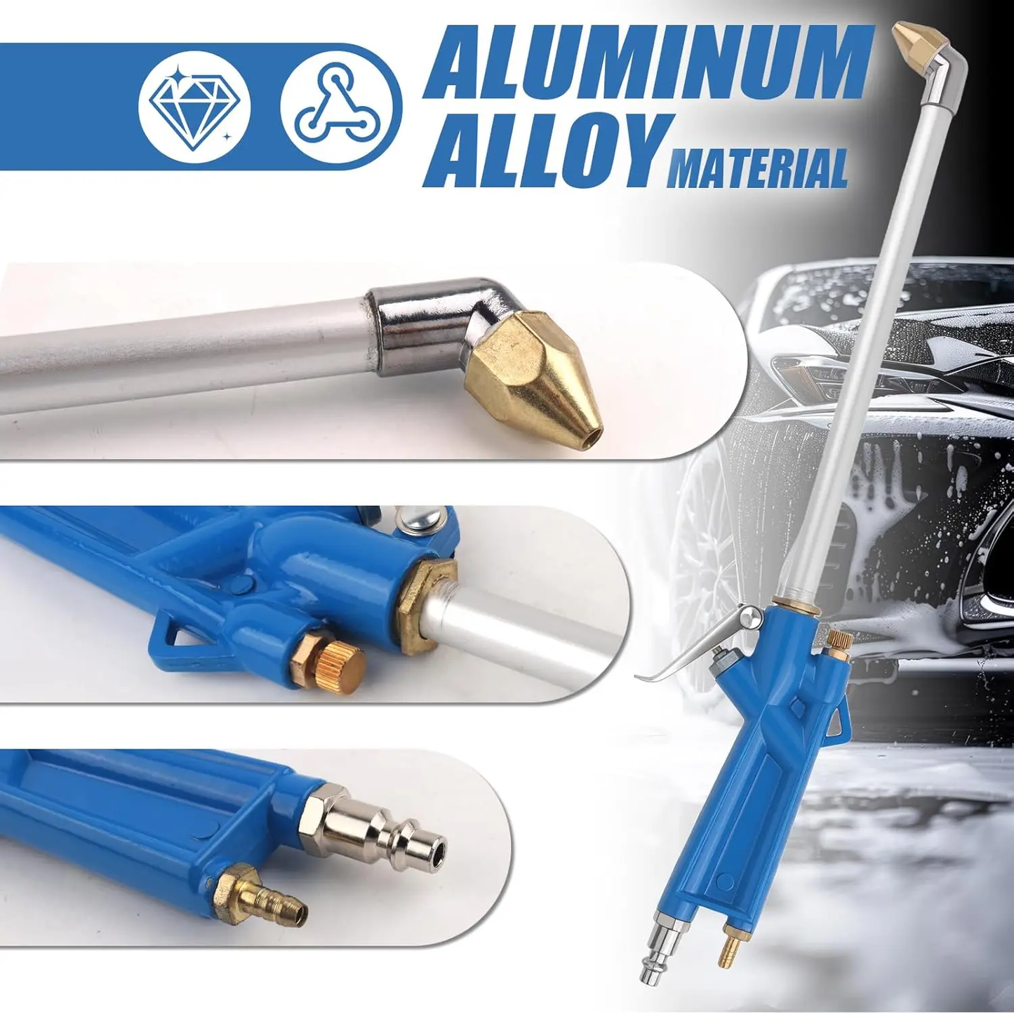 Pneumatic spray gun for cleaning confined spaces