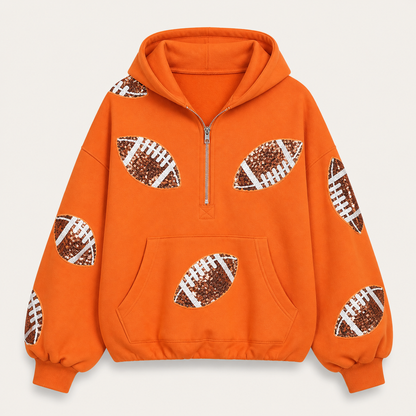 Women's Sequin Football Hoodie Bring The Sparkle To Game Day