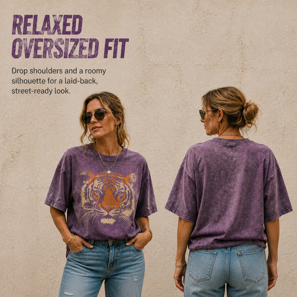 Unisex Retro Tiger Stripe Pattern Short-Sleeve T-Shirt
