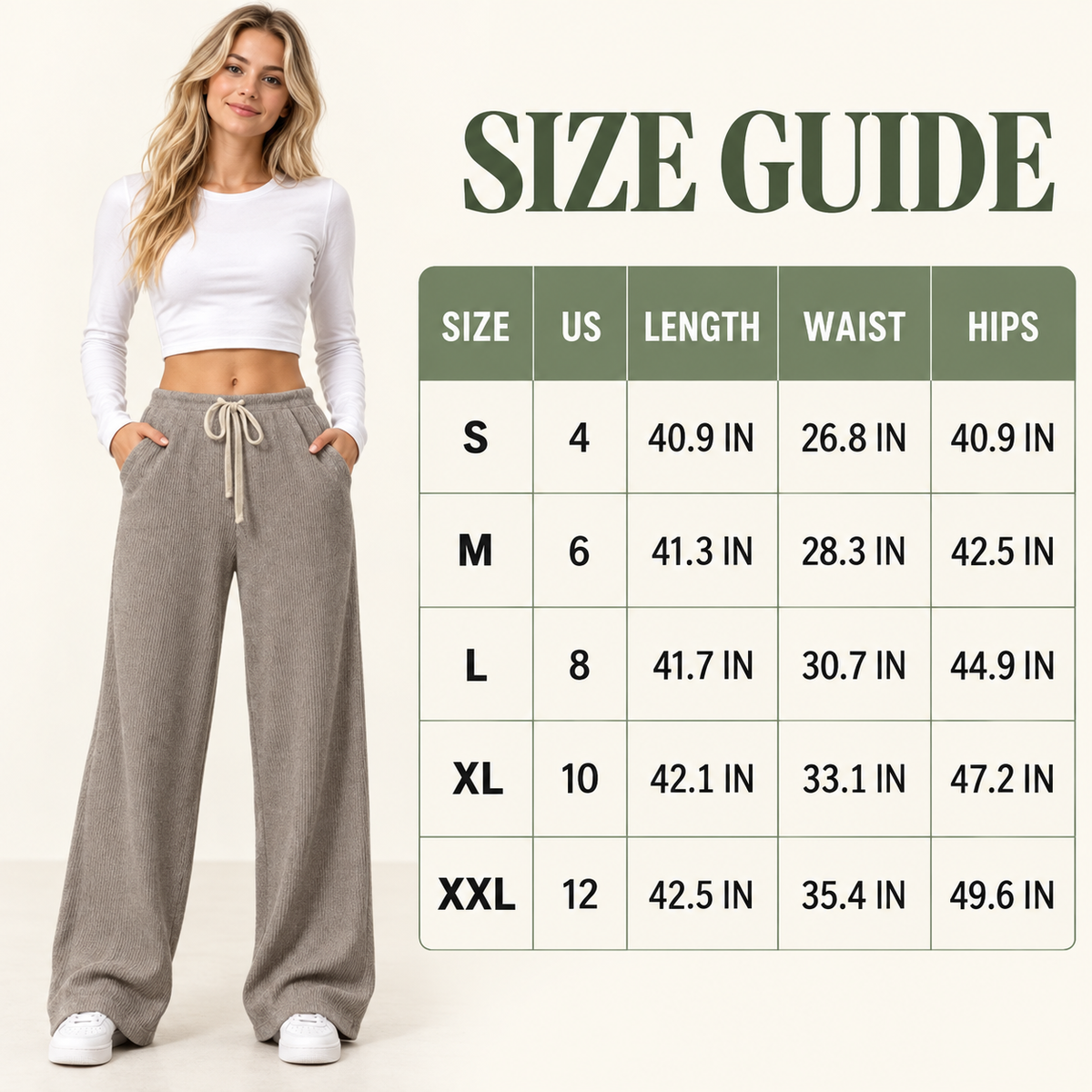 Women's High Waist Wide Leg Ribbed Pants