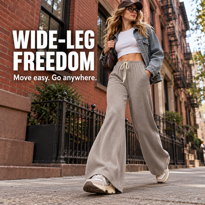 Women's High Waist Wide Leg Ribbed Pants