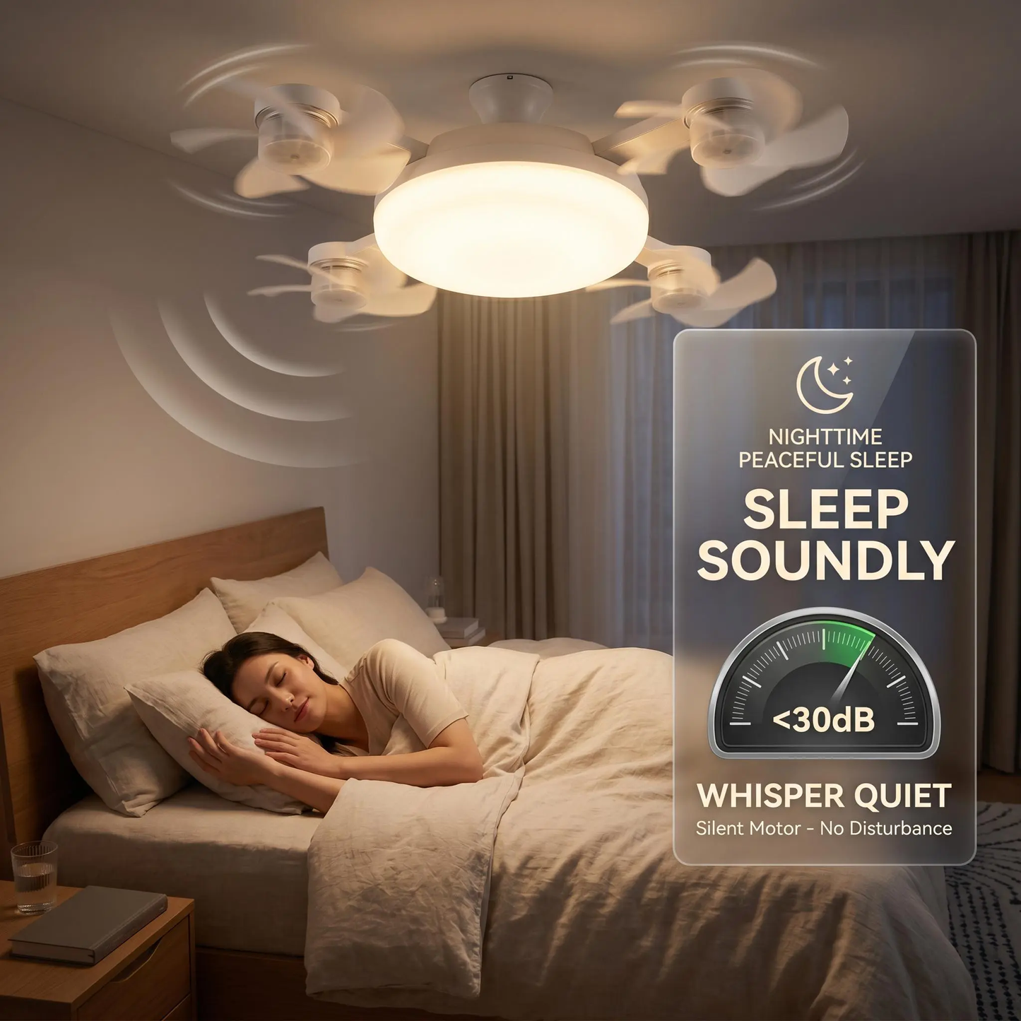 2-in-1 Socket Ceiling Fan with Dimmable LED Light & Remote
