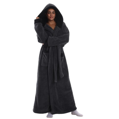Bamafrontierman™ Hooded Long Leopard Print Bathrobe - Thickened Flannel Fabric