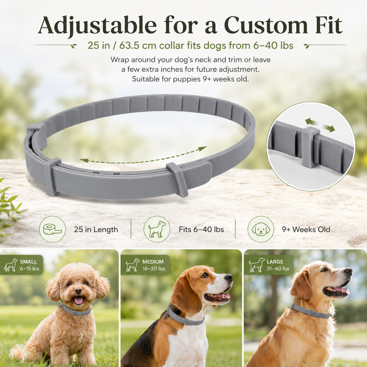 Natural plant extract pet collar – effectively repels fleas and ticks