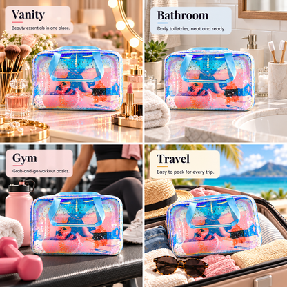 👜Holographic Star Toiletry Bag – Large Capacity Cosmetic Organizer👜