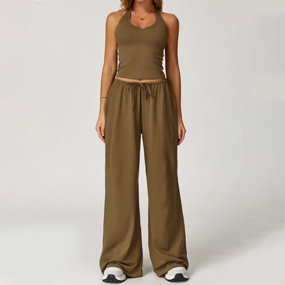 🏃‍♀️Sportswear Set – Adjustable V-neck tank top and wide-leg pants🏃‍♀️