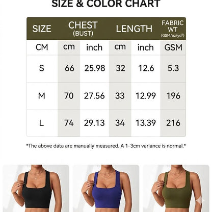 High-Stretch Square Neck Y-Back Sports Bra with Removable Pads