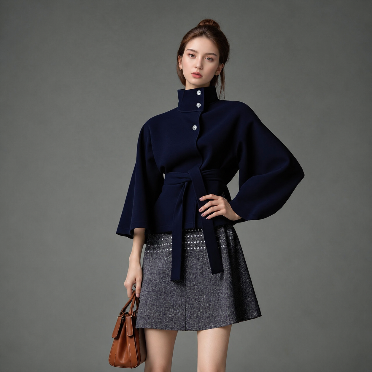 Women's Belted Wool-Blend Cape Coat