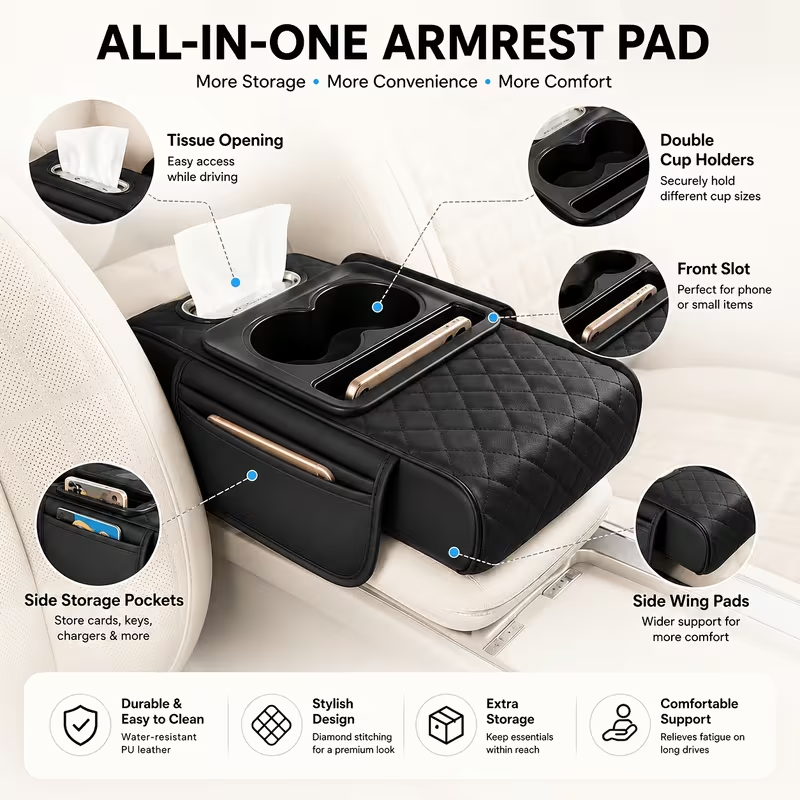 🚗Multifunctional 4-in-1 Car Armrest Storage Mat🚗