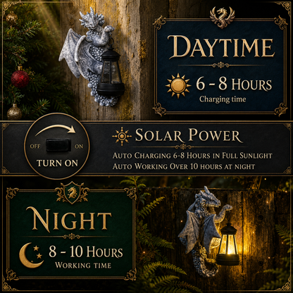 Solar Dragon Sculpture – Fantasy Garden Guardian with Enchanted Glow