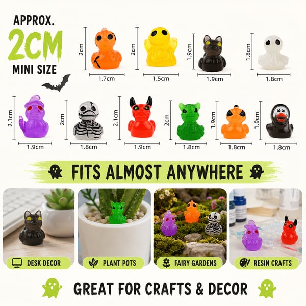 👻 Mini Glow Halloween Figures — Tiny Spooky Resin Decorations ( 30pcs! )