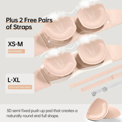 Womens Strapless Bras Push Up Bandeau Bra