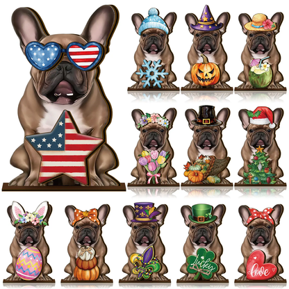 Cute animal wooden signs with multiple magnetic holiday accessories