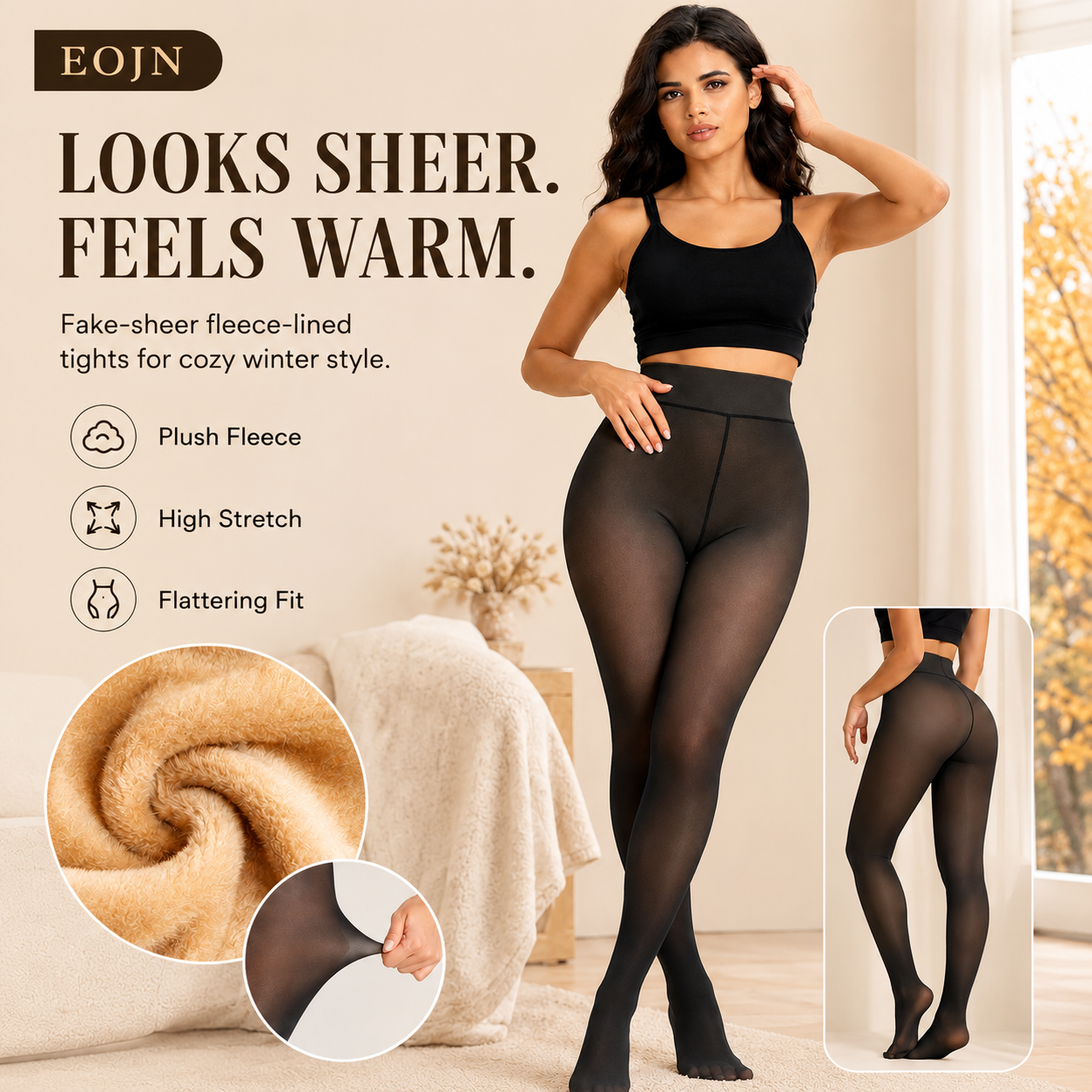 Ultra-Warm Fleece-Lined Fake-Sheer Tights | Flawless Winter Style