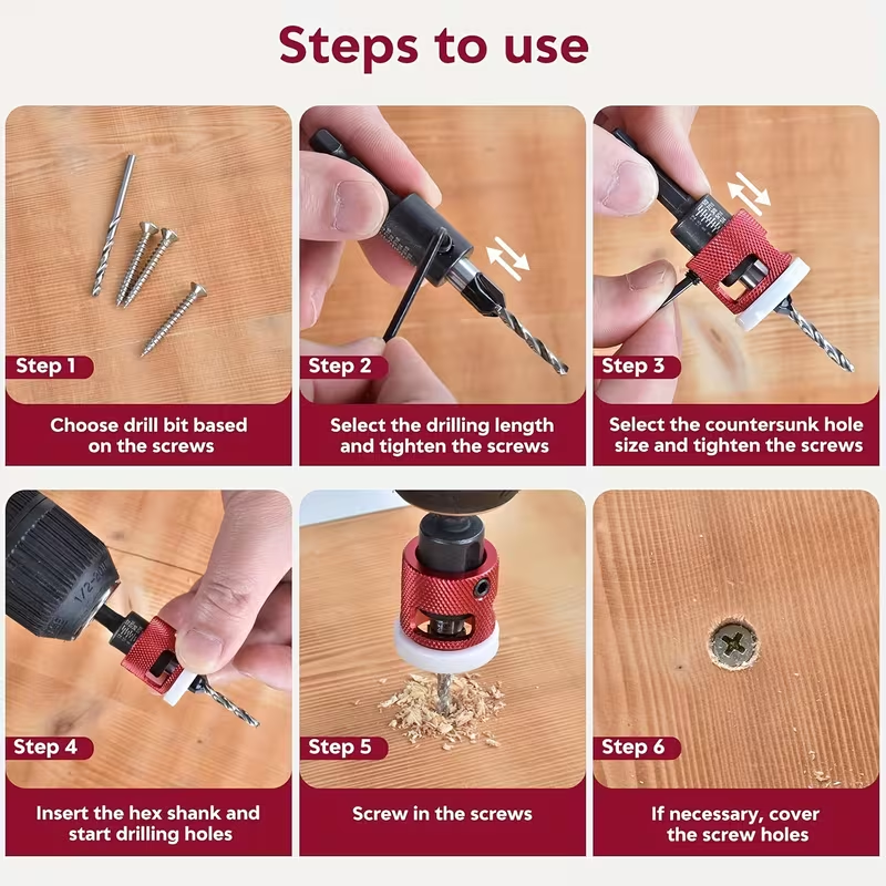 High carbon steel four-flute countersunk drill bit set