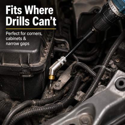 90° Right Angle Drill Attachment with Flexible Extension Shaft