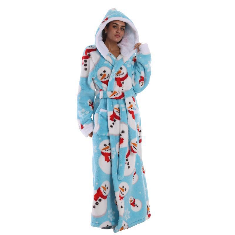 Bamafrontierman™ Hooded Long Leopard Print Bathrobe - Thickened Flannel Fabric
