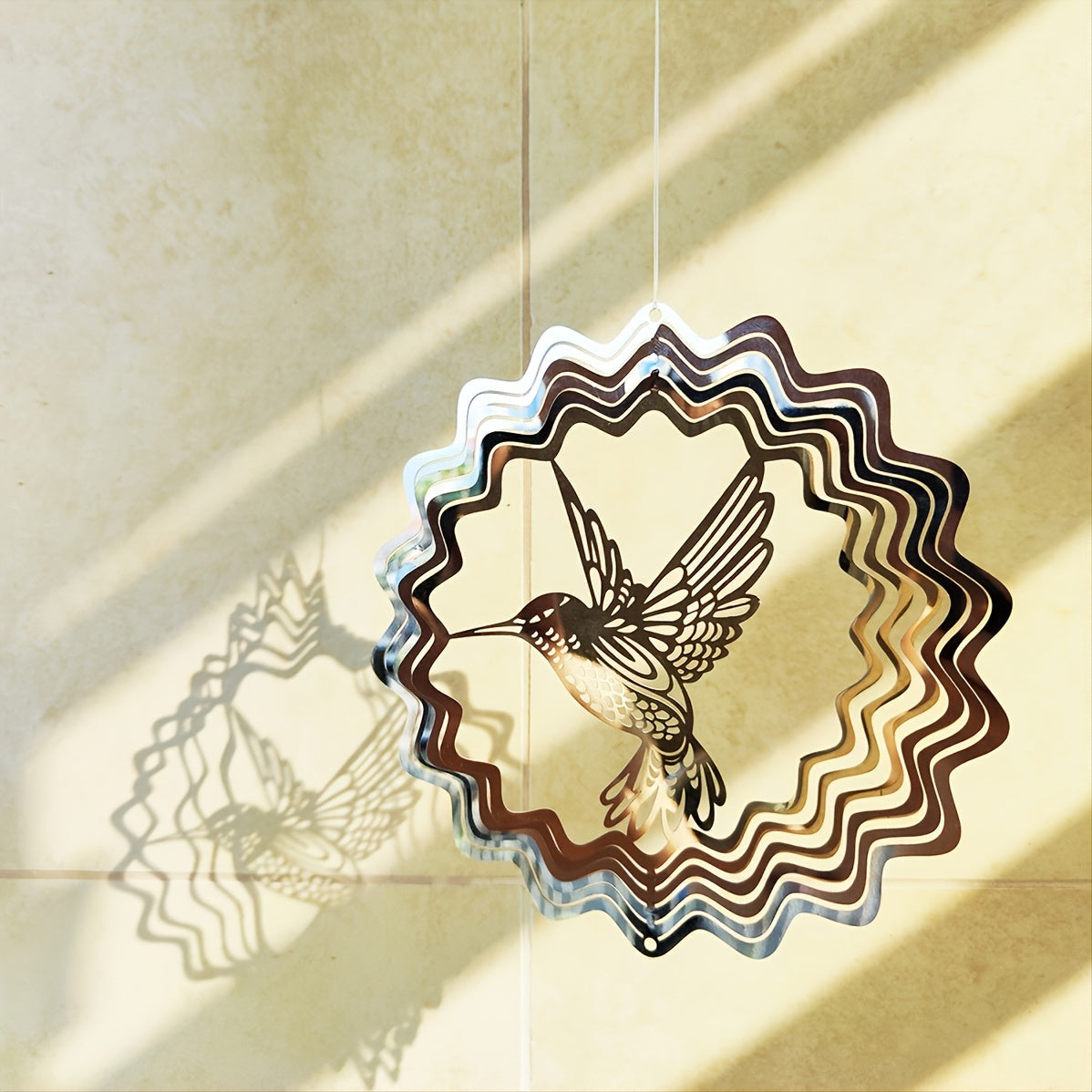 Peacock MANDALA Art Wind Spinner. Spinning Decoration. Metal Wind Spinner.