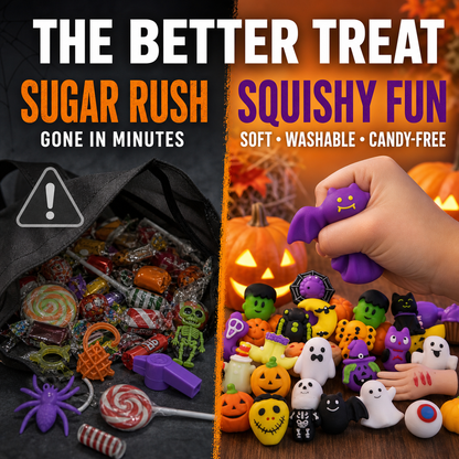 50PCS Halloween Mochi Squishy Toys Bulk Set