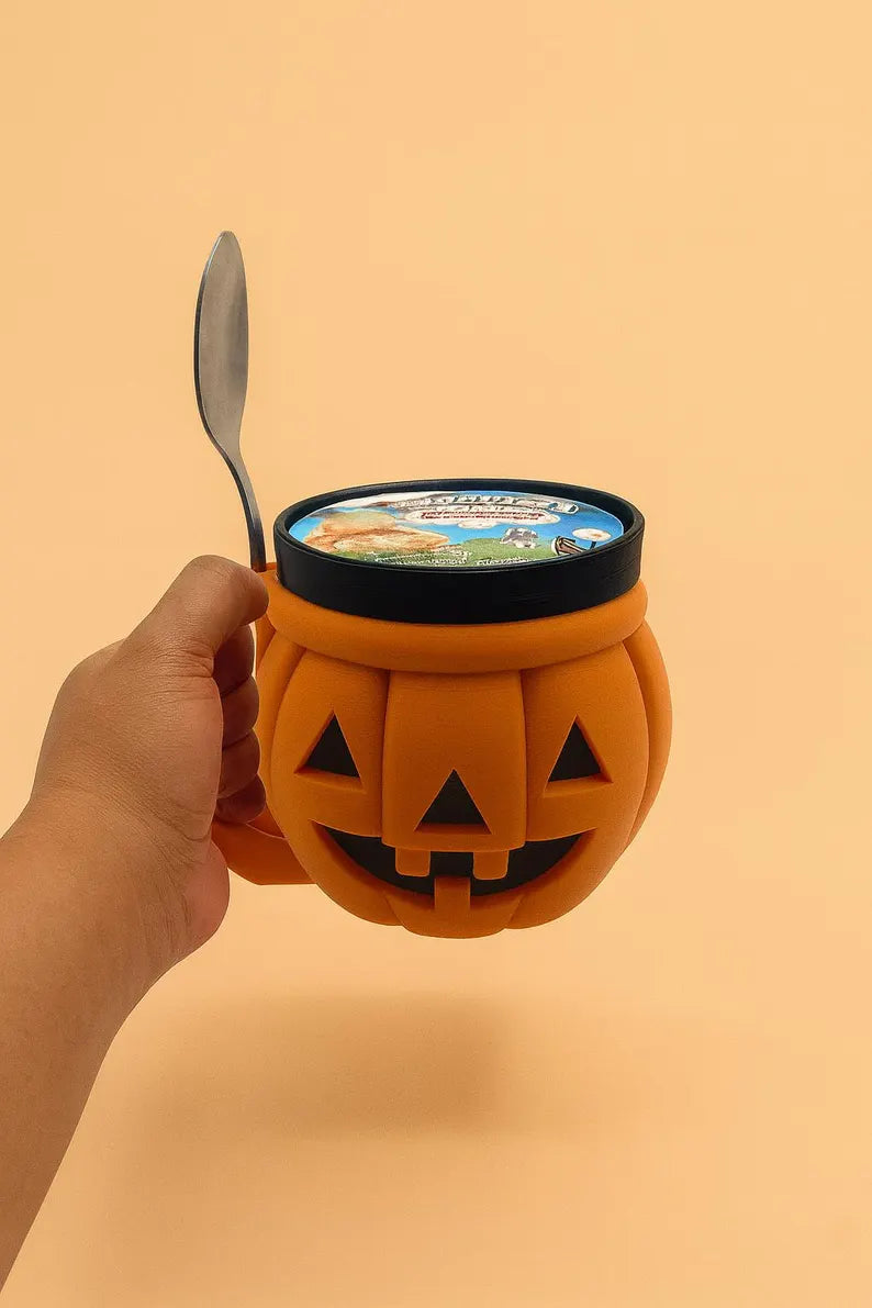 Pumpkin Ice Cream Pint Holder — Keep Hands Warm & Ice Cream Cold