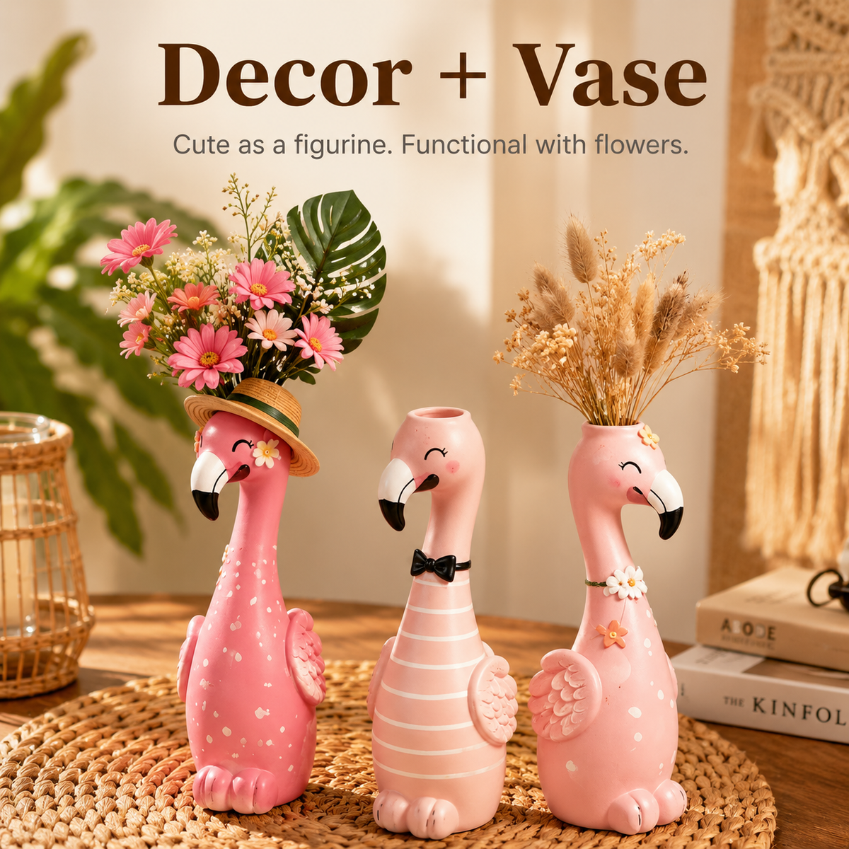 Cute Flamingo Decorative Resin Vase