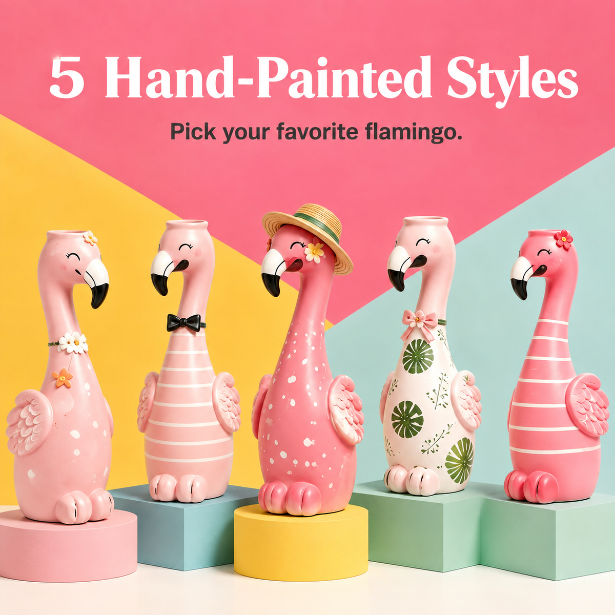 Cute Flamingo Decorative Resin Vase