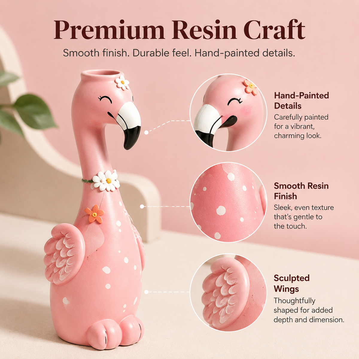 Cute Flamingo Decorative Resin Vase