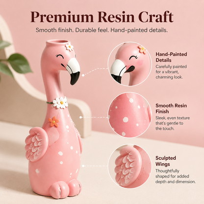 Cute Flamingo Decorative Resin Vase