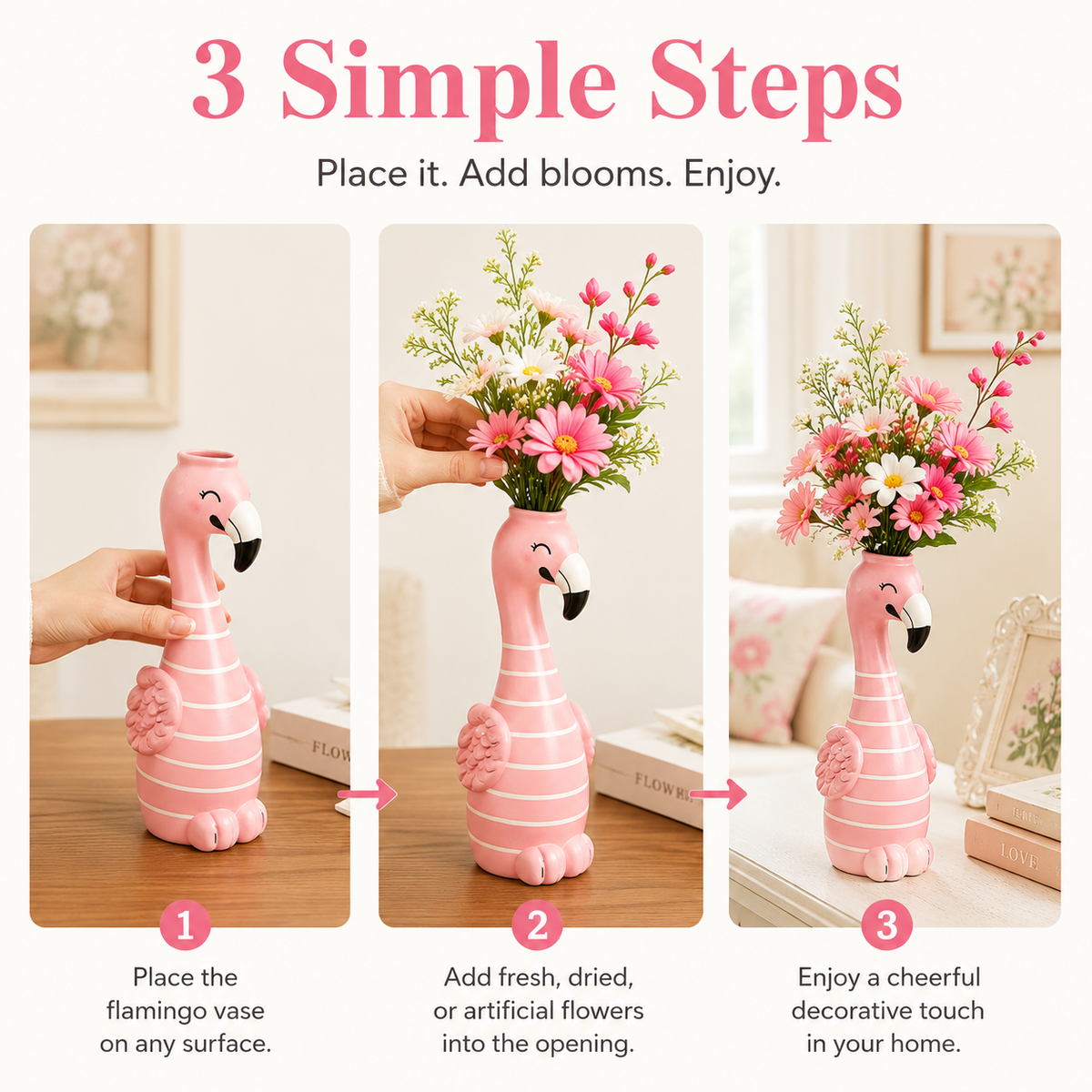 Cute Flamingo Decorative Resin Vase