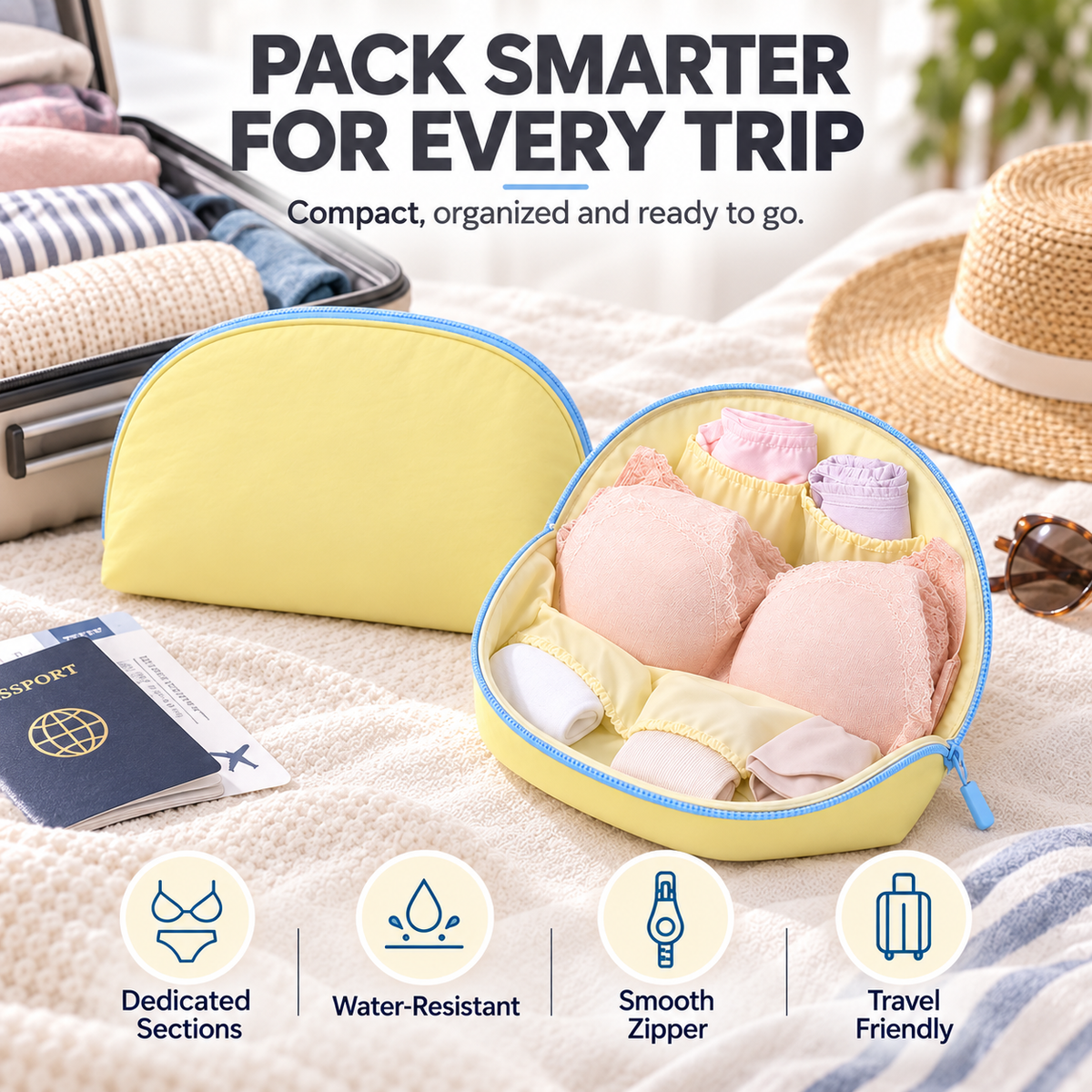 👛3-in-1 Waterproof Portable Travel Underwear Organizer Bag👛