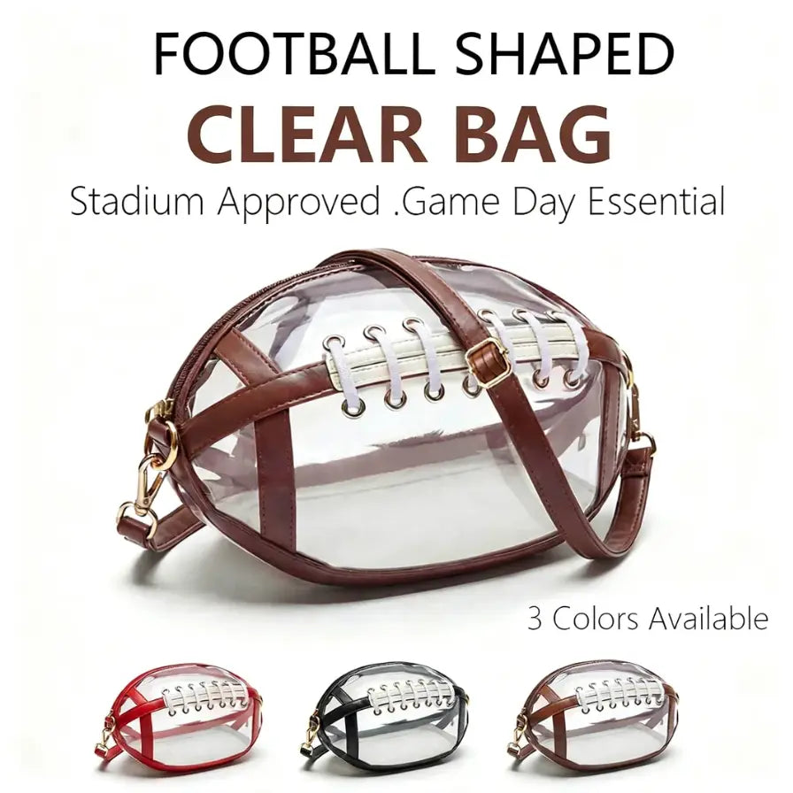 Football-Shaped Clear Crossbody Bag