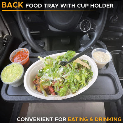 2-in-1 Car Steering Wheel Desk - Black ABS Plastic Food & Laptop Tray