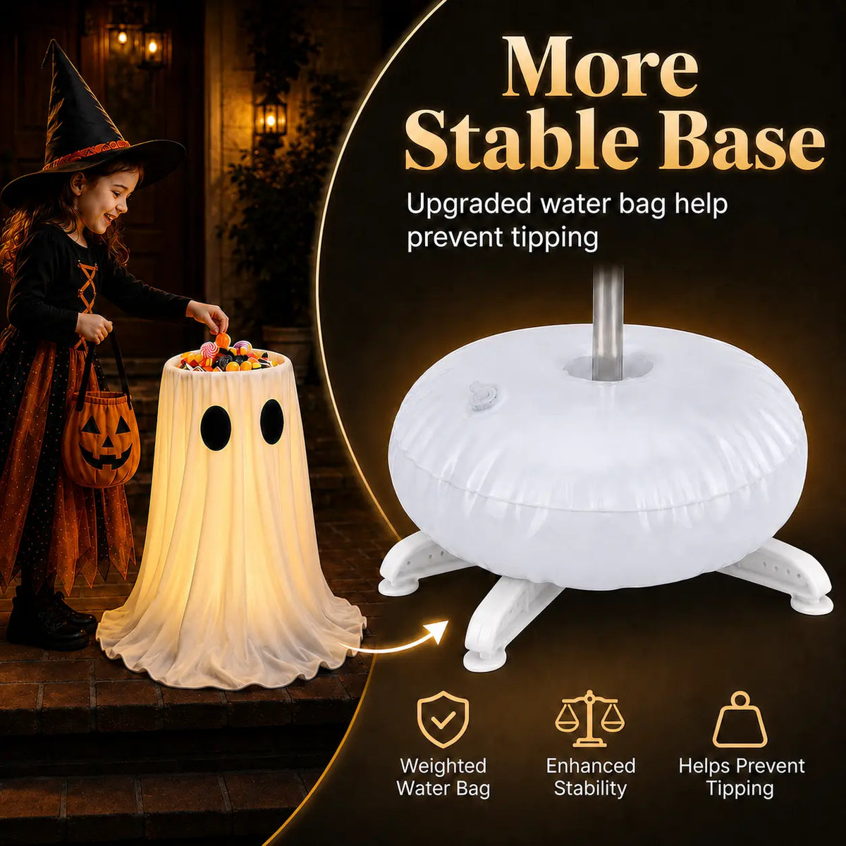Glowing Ghost Candy Holder Lights Up Trick-or-Treat Night