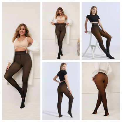 Women’s Fleece-Lined Fake Sheer Thermal Tights