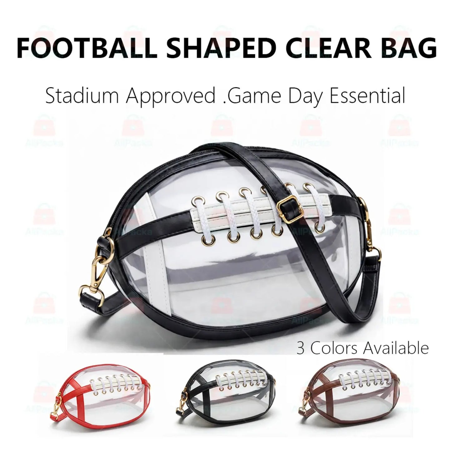 Football-Shaped Clear Crossbody Bag