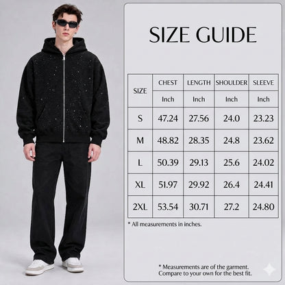 ✨️2026 NEW Men's Sequined Hooded Sweatshirt with Zipper and Pockets✨️