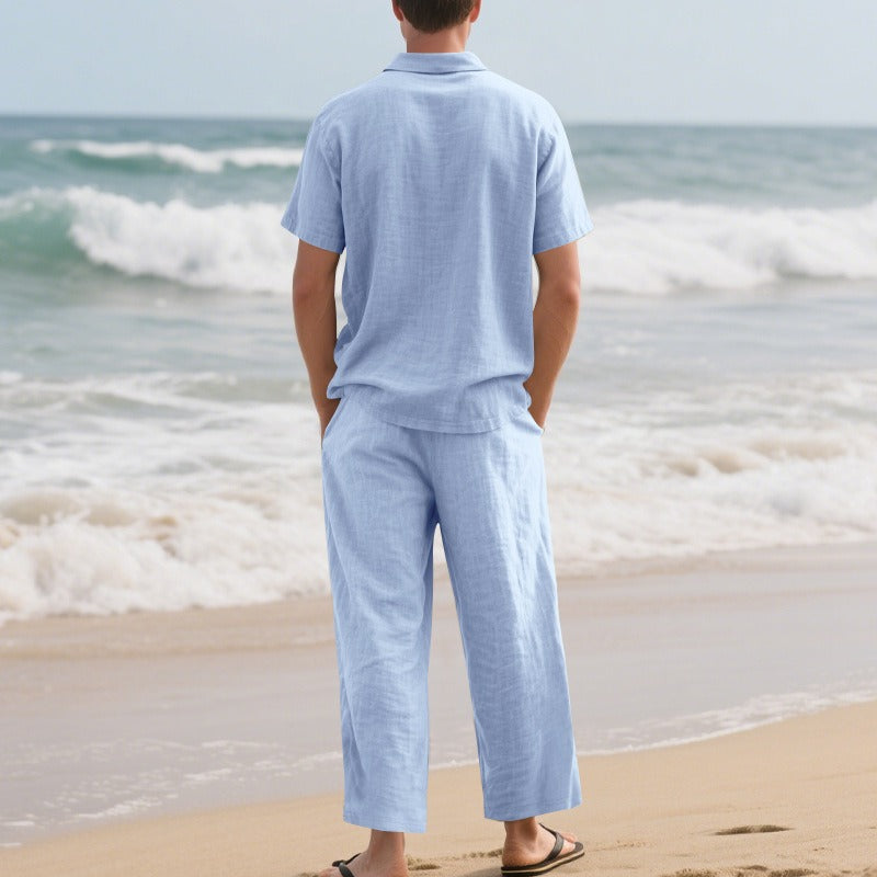 Ultimate Summer Comfort: Men’s Premium Linen Two-Piece Set