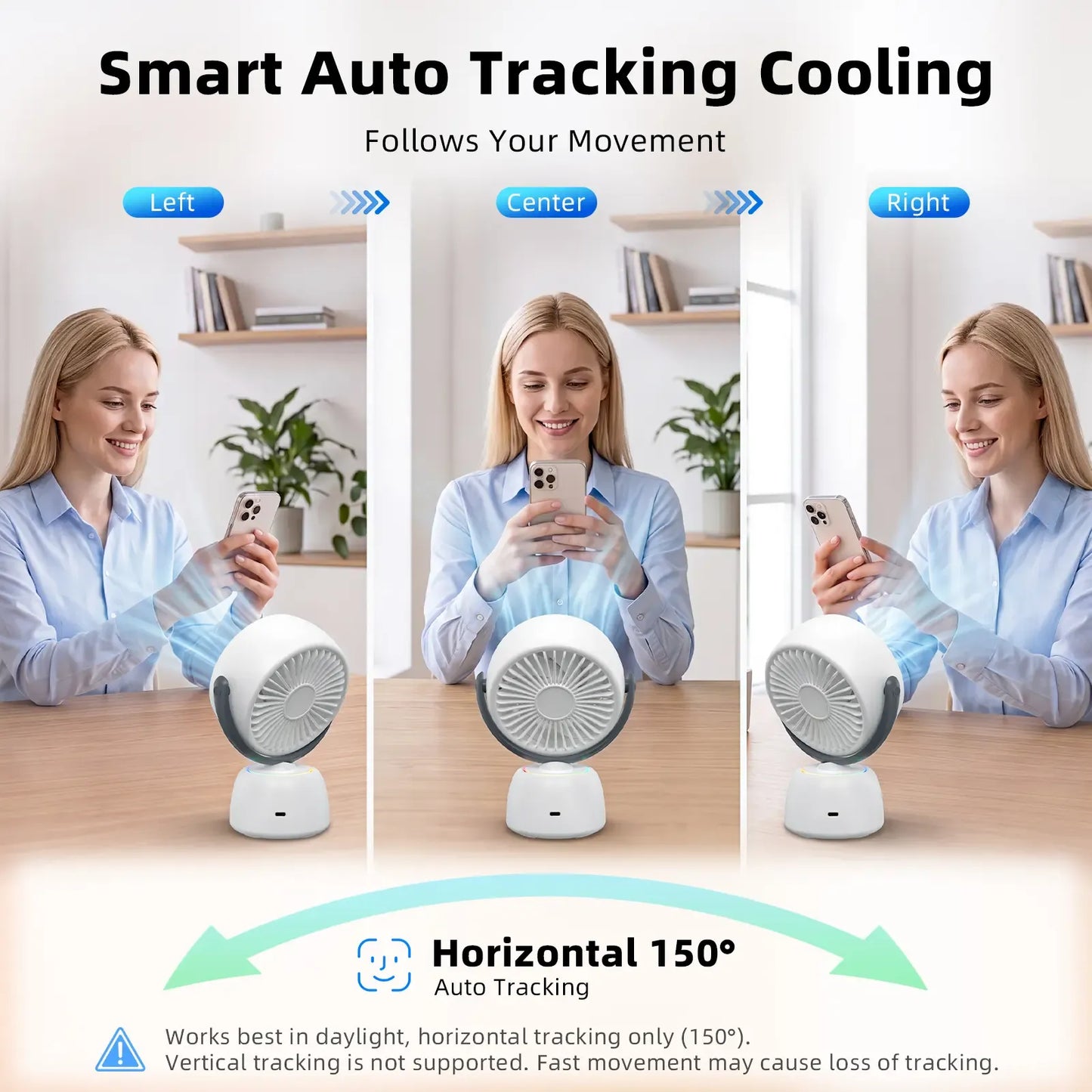 ❄️ AI Face-Tracking Desk Fan – 200-Speed Quiet Cooling with Digital Display & Type-C Charging