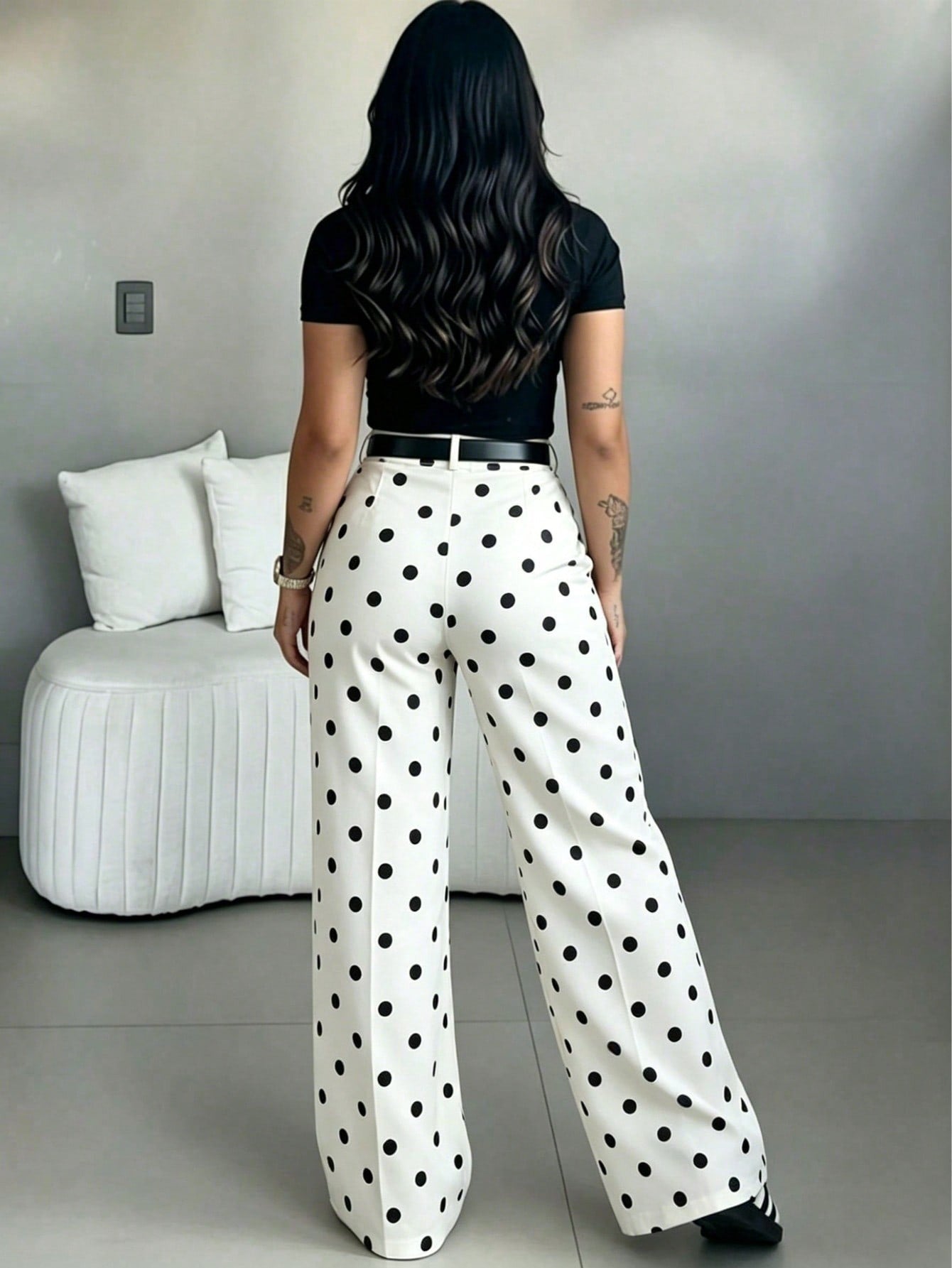 High-Waist Straight-Leg Pants