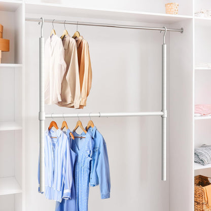 Double Closet Hanging Capacity with Expandable Heavy-Duty Steel Rod