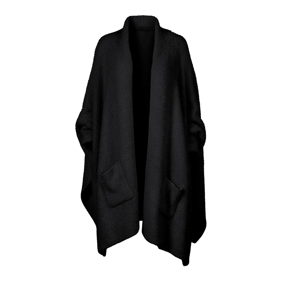 Women's Faux Sherpa Wearable Cape Blanket — One Size, Solid Color Double-Layer Design