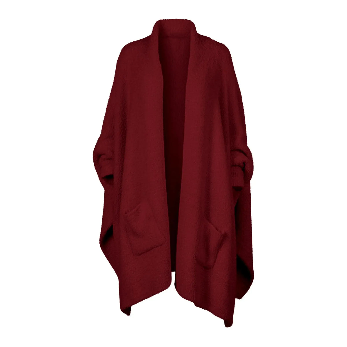 Women's Faux Sherpa Wearable Cape Blanket — One Size, Solid Color Double-Layer Design