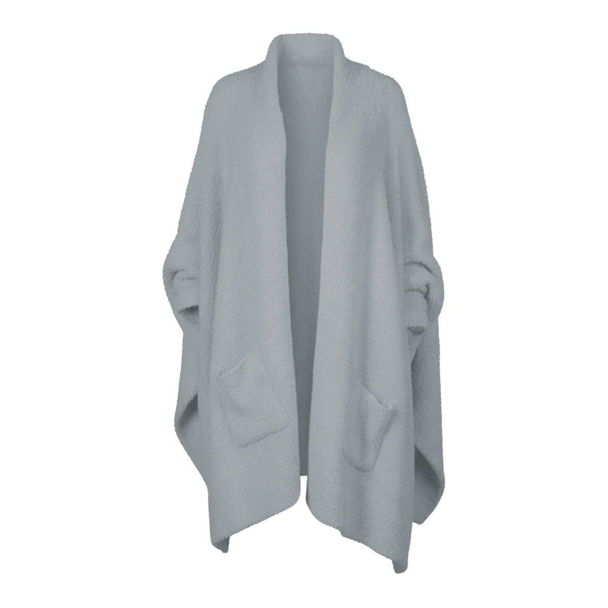 Women's Faux Sherpa Wearable Cape Blanket — One Size, Solid Color Double-Layer Design