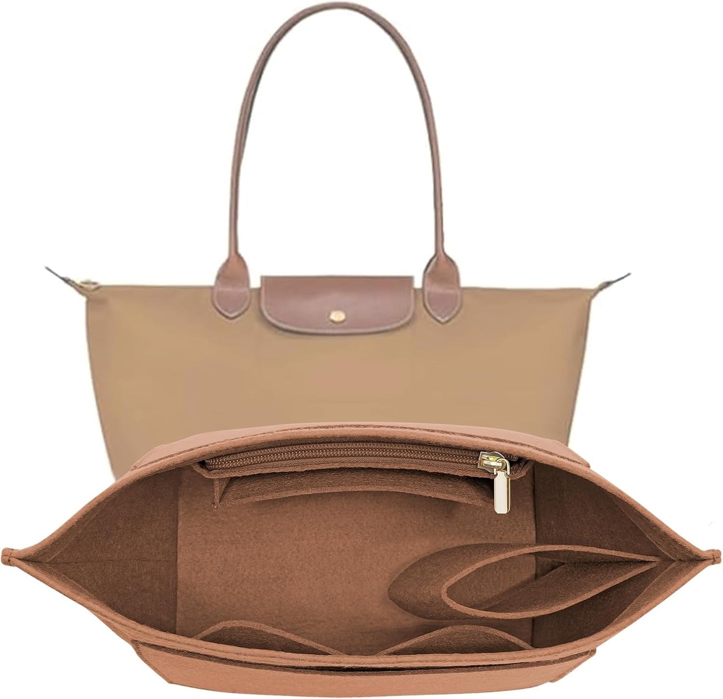 Purse Organizer Insert Tote Bag | High-Density Felt Long Champ Medium Tote Insert