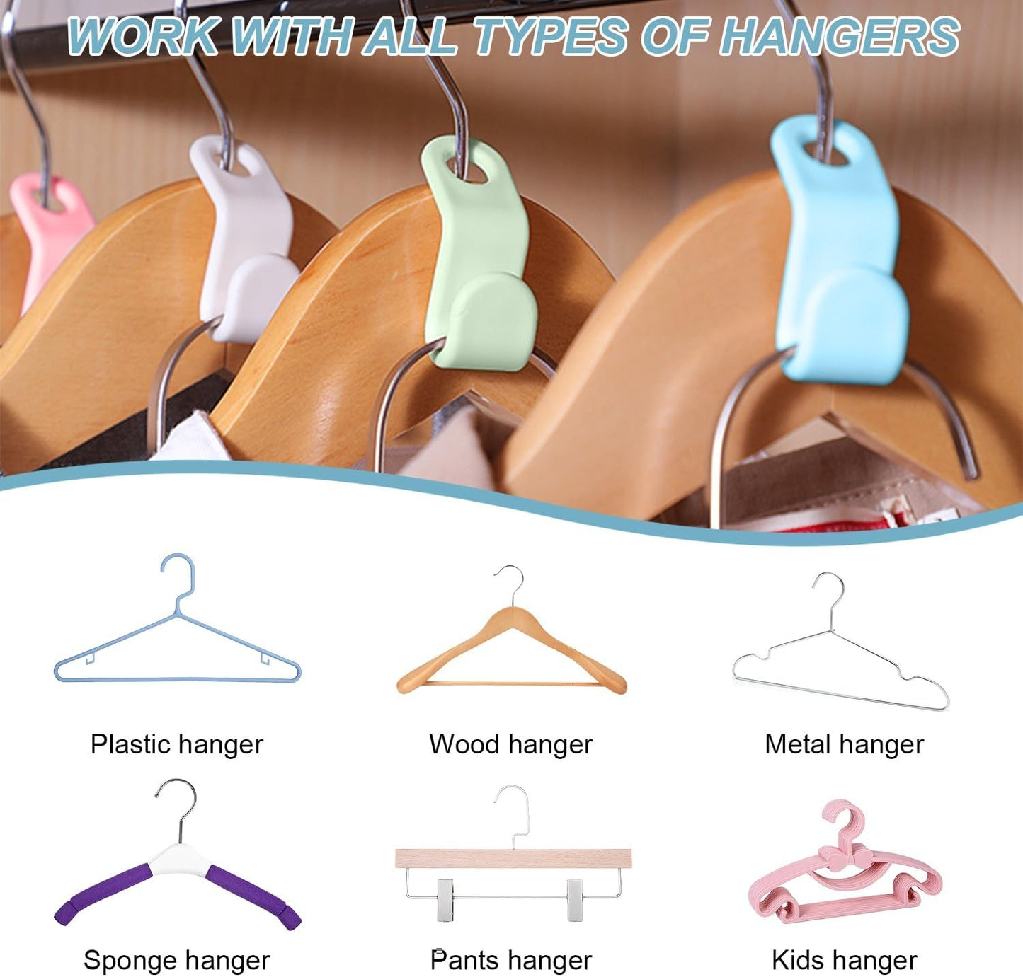 Space-Saving Hanger Connector Hooks — Organize More Clothes in Less Closet Space