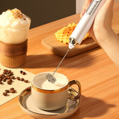 3-Speed Rechargeable Milk Frother - Handheld Cordless Coffee Foam Maker & Whisk