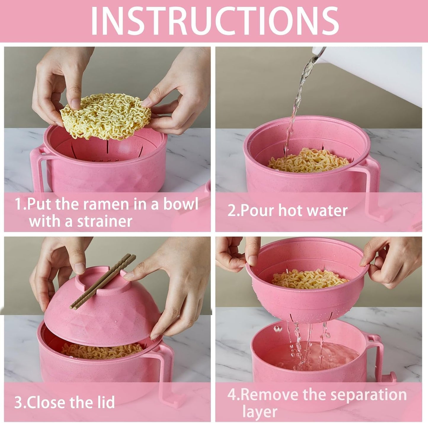 Microwave Ramen Cooker Bowl (6-Piece Set)— Easy Meals Without Cooking